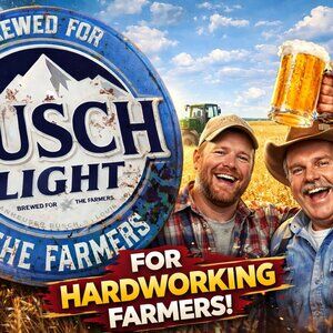 Rustic Busch Light Beer Sign:‎ Brewed for Farmers Bar Decor (12 inch Diameter)